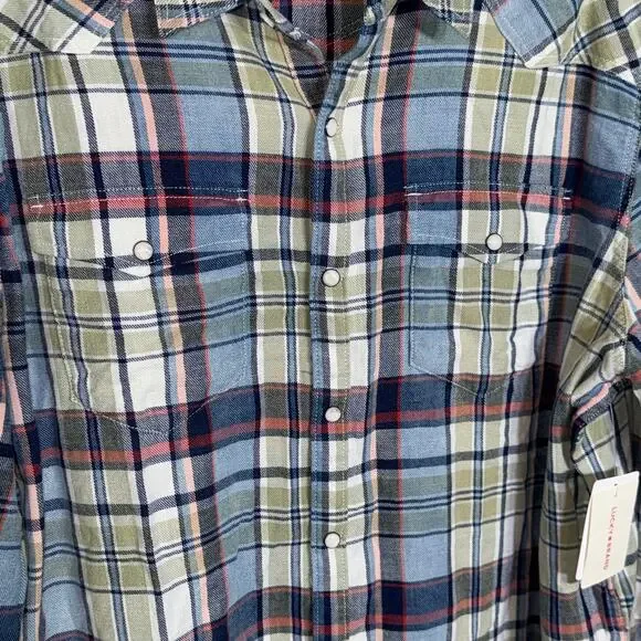 Lucky Brand Men's Indigo long sleeve Western Shirt Multi XL $90 - Picture 4 of 9